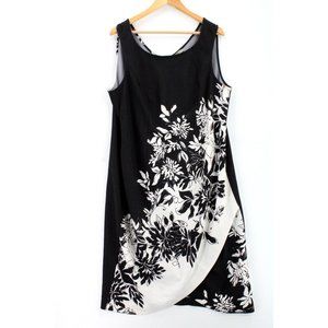 Maya Brooke Dress Womens Black Casual Floral Pattern Sleeveless Size 18W